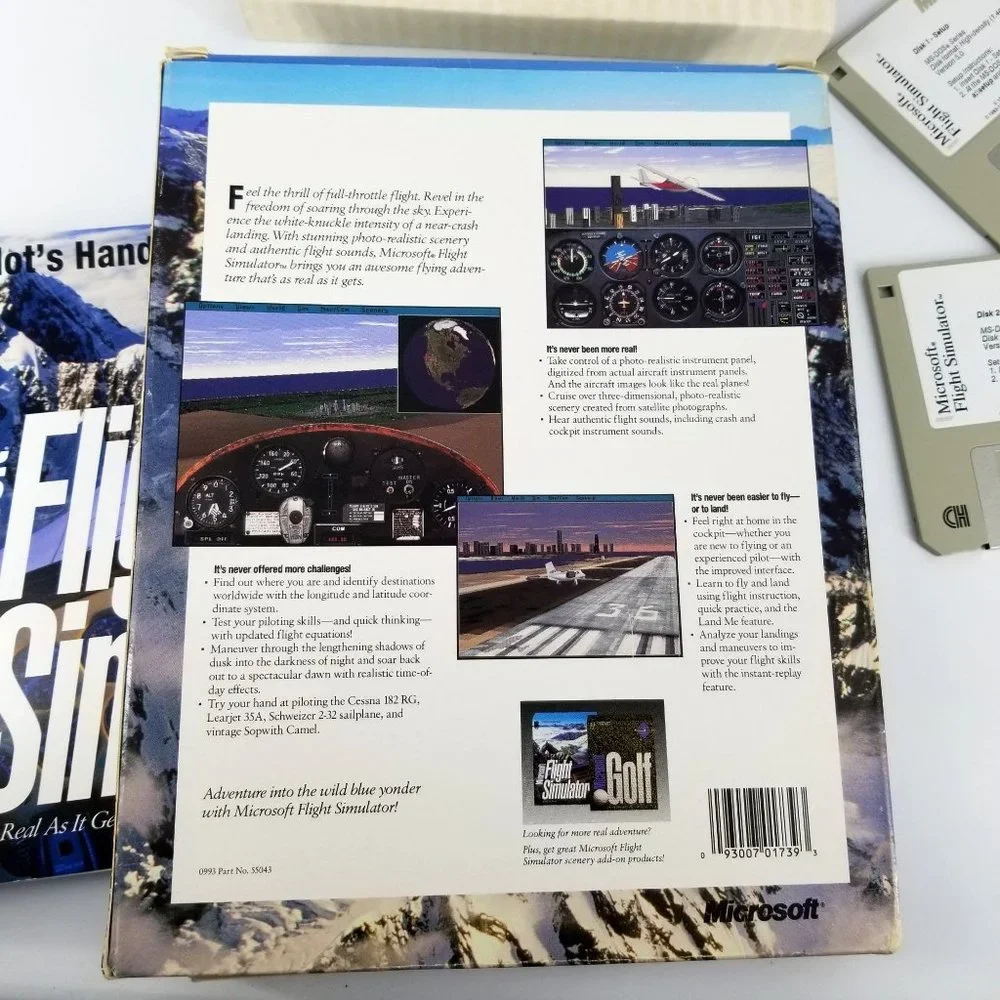 Microsoft Flight Simulator 5.0 PC Hard Disc Handbook Airplane School Computer